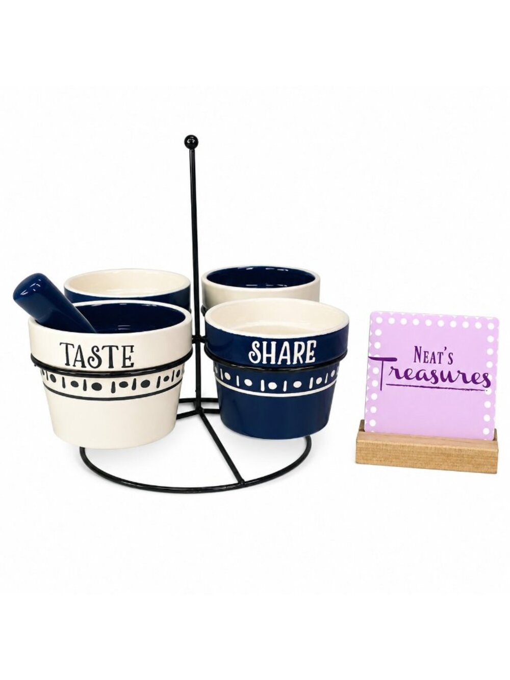 Hobby Lobby TASTE SHARE  Indigo Vibes Collection Blue White Ceramic Bowls Set 4